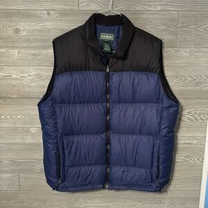LL Bean Goose Down Puffer Vest Size 2XL‎ XXL black and black puffer down